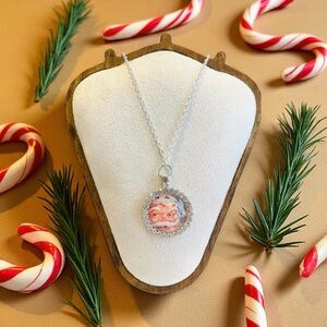 Holiday Santa Claus Pendant Necklace 27”